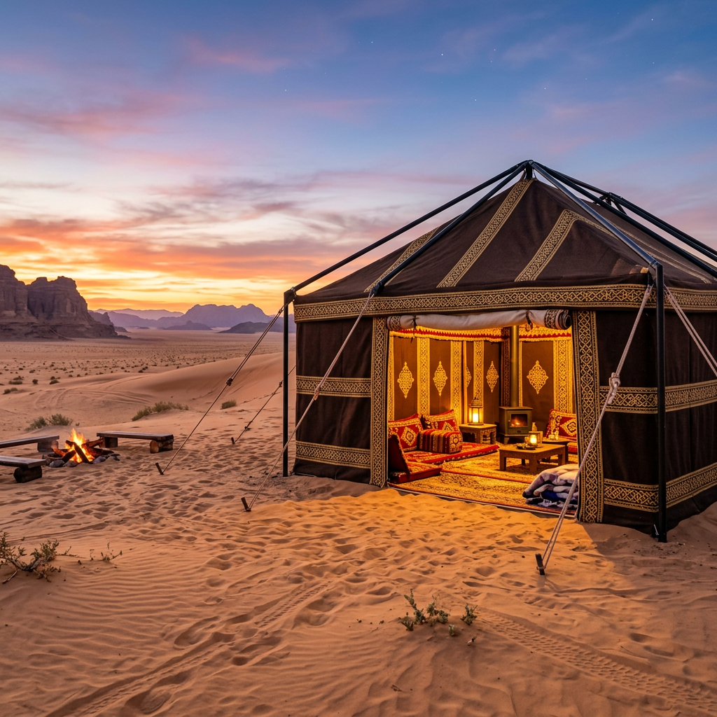 خيمة شتوية متنقلة للتخييم البري في السعودية