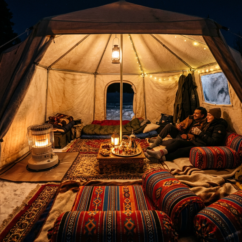 خيمة شتوية متنقلة فاخرة من الداخل بعزل حراري